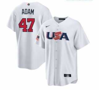 Men's USA Baseball #47 Jason Adam Nike White 2023 World Baseball Classic Replica Jersey