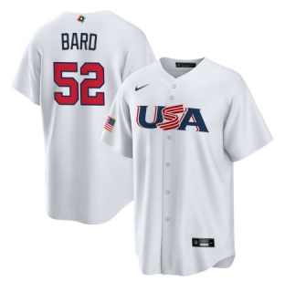Men's USA Baseball #52 Daniel Bard Nike White 2023 World Baseball Classic Replica Jersey