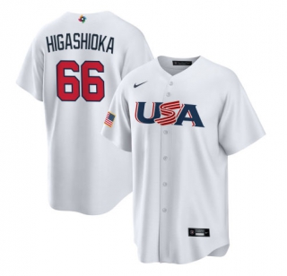 Men's USA Baseball #66 Kyle Higashioka Nike White 2023 World Baseball Classic Replica Jersey