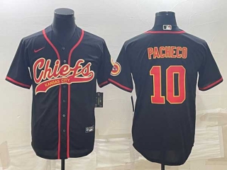 Men's Kansas City Chiefs #10 Isiah Pacheco Black Cool Base Stitched Baseball Jersey
