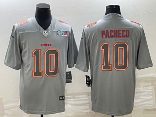 Men's Kansas City Chiefs #10 Isiah Pacheco Gray Atmosphere Fashion Super Bowl LVII Patch Cool Base Stitched Jersey