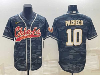 Men's Kansas City Chiefs #10 Isiah Pacheco Grey Camo Cool Base Stitched Baseball Jersey