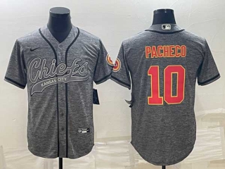 Men's Kansas City Chiefs #10 Isiah Pacheco Grey Cool Base Stitched Baseball Jersey