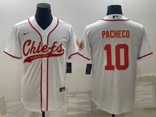 Men's Kansas City Chiefs #10 Isiah Pacheco White Cool Base Stitched Baseball Jersey