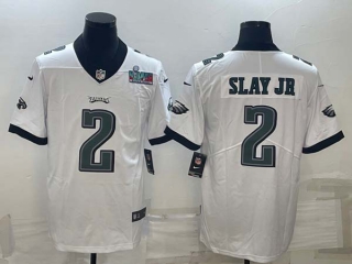 Men's Philadelphia Eagles #2 Darius Slay JR White Super Bowl LVII Patch Vapor Untouchable Limited Stitched Jersey