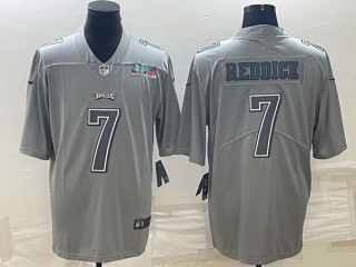 Men's Philadelphia Eagles #7 Haason Reddick Gray Atmosphere Fashion Super Bowl LVII Patch Cool Base Stitched Jersey