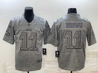 Men's Philadelphia Eagles #11 AJ Brown Grey NFL Nike Cool Base Stitched Jersey