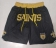 Men's NFL New Orleans Saints Just Don Black Gold Embroidered Mesh Shorts