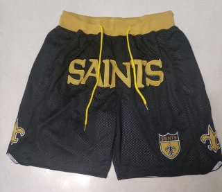 Men's NFL New Orleans Saints Just Don Black Gold Embroidered Mesh Shorts