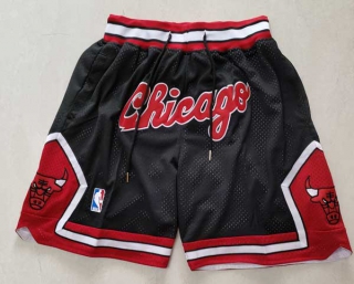 Men's NBA Chicago Bulls 1997-98 Just Don Black Red Embroidered Shorts