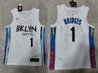 Men's NBA Brooklyn Nets Mikal Bridges 22-23 Nike White City Edition Jersey