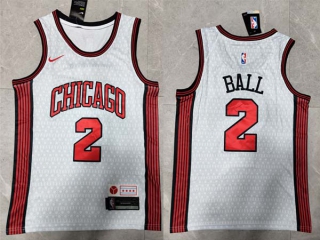 Men's NBA Chicago Bulls Lonzo Ball 22-23 Nike White City Edition Jersey