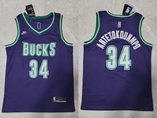 Men's NBA Milwaukee Bucks Giannis Antetokounmpo 22-23 Nike Purple Classic Edition Jersey