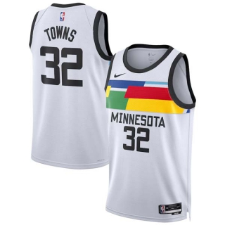 Men's NBA Minnesota Timberwolves Karl-Anthony Towns 22-23 Nike White City Edition Jersey