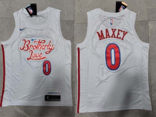 Men's NBA Philadelphia 76ers Tyrese Maxey 22-23 Nike White City Edition Jersey