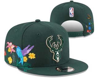 NBA Milwaukee Bucks New Era Hunter Green Flower 9FIFTY Snapback Hat 3027