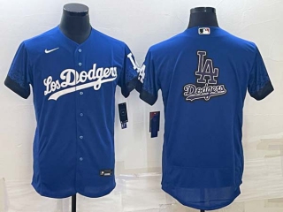Men's Los Angeles Dodgers Big LA Logo Navy Blue City Connect Stitched MLB Flex Base Nike Jersey