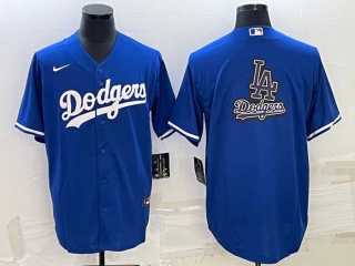 Men's Los Angeles Dodgers Big LA Logo Navy Blue Pinstripe Stitched MLB Cool Base Nike Jersey