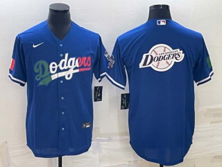 Men's Los Angeles Dodgers Big Logo World Series Navy Blue Pinstripe Stitched MLB Cool Base Nike Jerseys