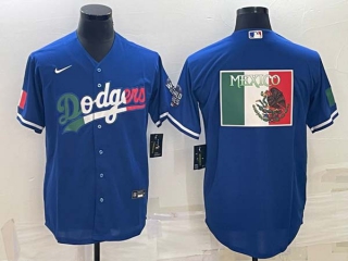 Men's Los Angeles Dodgers Big Mexico Logo World Series Navy Blue Pinstripe Stitched MLB Cool Base Nike Jersey