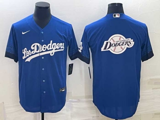 Men's Los Angeles Dodgers Big Team Logo Navy Blue City Connect Stitched MLB Cool Base Nike Jersey