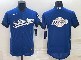 Men's Los Angeles Dodgers Big Team Logo Navy Blue City Connect Stitched MLB Flex Base Nike Jersey
