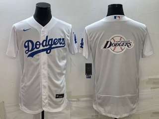 Men's Los Angeles Dodgers White Big Team Logo Flex Base Stitched Baseball Jersey