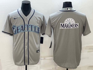 Men's Seattle Mariners Big Logo Gray Stitched MLB Cool Base Nike Baseball Jersey