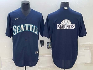 Men's Seattle Mariners Big Logo Navy Blue Stitched MLB Cool Base Nike Baseball Jersey