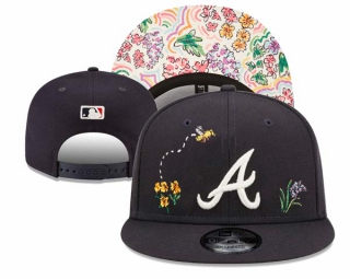 MLB Atlanta Braves Watercolor Floral Black New Era 9FIFTY Snapback Hat 3015