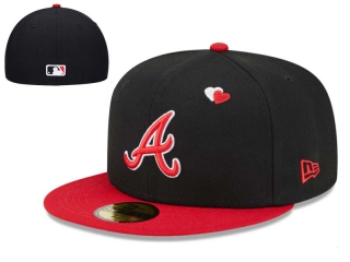 MLB Atlanta Braves New Era Black Red Heart Eyes 59FIFTY Fitted Hat 7013