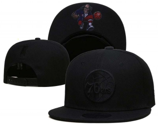 NBA Philadelphia 76ers New Era Black On Black 9FIFTY Snapback Hat 2009