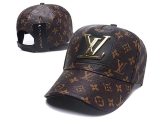 Discount Louis Vuitton Brown Curved Brim Leather Adjustable Hats 7020 For Sale