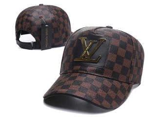 Discount Louis Vuitton Brown Curved Brim Leather Adjustable Hats 7021 For Sale