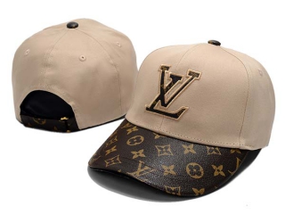 Discount Louis Vuitton White Light Brown Curved Brim Adjustable Hats 7028 For Sale
