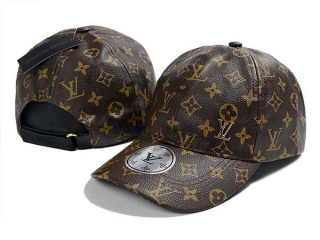Discount Louis Vuitton Brown Curved Brim Leather Adjustable Hats 7037 For Sale