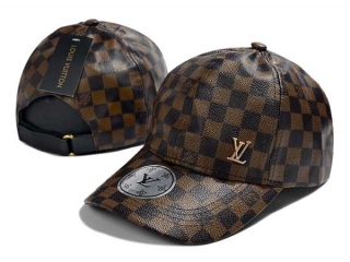 Discount Louis Vuitton Brown Curved Brim Leather Adjustable Hats 7038 For Sale