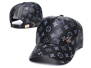 Discount Louis Vuitton Black Curved Brim Leather Adjustable Hats 7053 For Sale