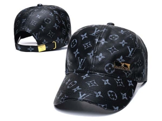 Discount Louis Vuitton Black Curved Brim Leather Adjustable Hats 7054 For Sale