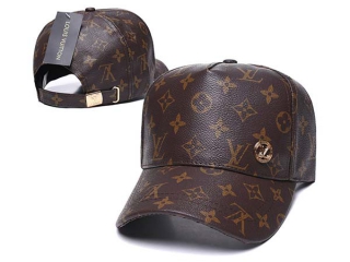 Discount Louis Vuitton Brown Curved Brim Leather Adjustable Hats 7055 For Sale