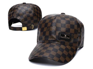 Discount Louis Vuitton Brown Curved Brim Leather Adjustable Hats 7056 For Sale