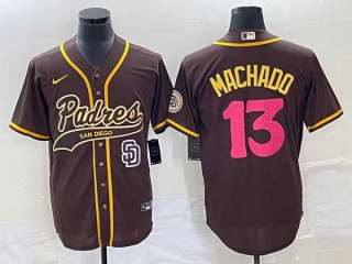 Men's San Diego Padres #13 Manny Machado Brown NEW 2023 City Connect Cool Base Stitched Jerseys