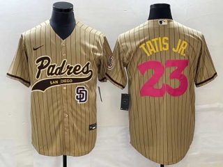 Men's San Diego Padres #23 Fernando Tatis Jr Tan NEW 2023 City Connect Cool Base Stitched Jerseys