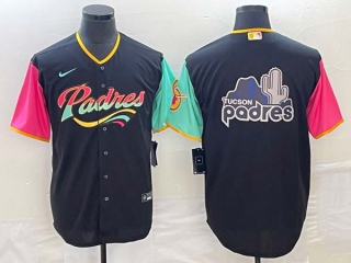 Men's San Diego Padres Blank Black Big Logo 2022 City Connect Cool Base Stitched Jersey