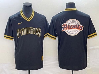 Men's San Diego Padres Blank Black Big Logo With Patch Cool Base Baseball Jersey