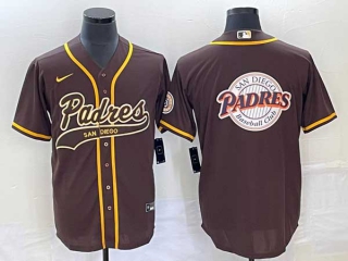 Men's San Diego Padres Blank Borwn Big Logo Cool Base With Patch Stitched Baseball Jersey