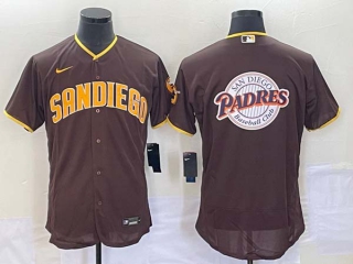 Men's San Diego Padres Blank Borwn Big Logo Flex Base With Patch Stitched Baseball Jersey