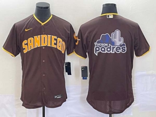 Men's San Diego Padres Blank Borwn Big Logo Flex Base With Patch Stitched Baseball Jerseys