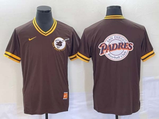Men's San Diego Padres Blank Borwn Big Logo With Patch Cool Base Baseball Jersey