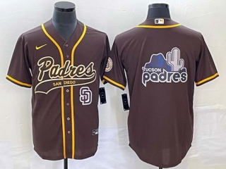 Men's San Diego Padres Blank Borwn Big Logo With Patch Cool Base Stitched Baseball Jerseys